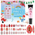EBANKU Christmas Kid Press on Nails, 72Pcs Xmas Almond Fake Nails Kit Full Cover Christmas Theme Design False Nail with Nail Glue for Girl