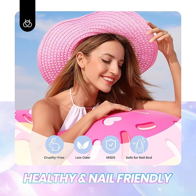 Beetles Pastel Gel Nail Polish Set - 6 Colors Spring Jelly Gel Polish Kit Pink Blue Purple Orange Yellow Green Sheer Translucent Effect Soak Off UV Macaron Dream Nail Art DIY Gift for Women