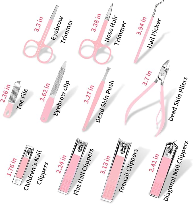 26-Piece Professional Manicure Set (Pink)，Features Stainless Steel Tools, Carbon Steel Clippers & Travel Case for Women's Home and Travel Grooming，Luxury Nail Care Gift for Her.