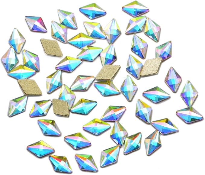 AD Beads Top Czech AB Crystal Flatback Rhinestone Nail Art Decoration Multi Shape (S11 Rhombus 5x8mm, 50 Pcs)