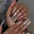 Long Press on Nails Square Xl Fake Nails French Tip Nails Press ons with Designs False Nails long Square Glue on Nail Glossy Full Cover Acrylic Nail for Women 24Pcs