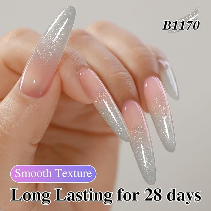 Double Rhythm 0.5Oz Glitter Gel Polish Shimmer Reflective Color for Nail Art Salon DIY Soak Off 15ml Nail Lamp Gel Polish at Home (Silver-B1170)
