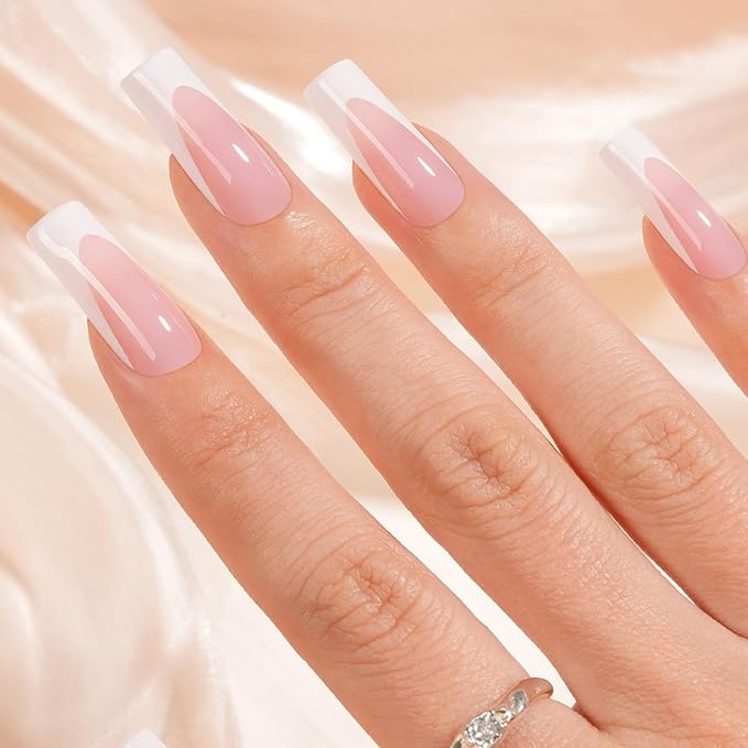 Vansiho Pink Deep French Gel Nail Tips, 150Pcs Long Square Soft Gel Nail Tips, French Tips Press on Nails, Fake Nails for Nail Art DIY 15 Sizes