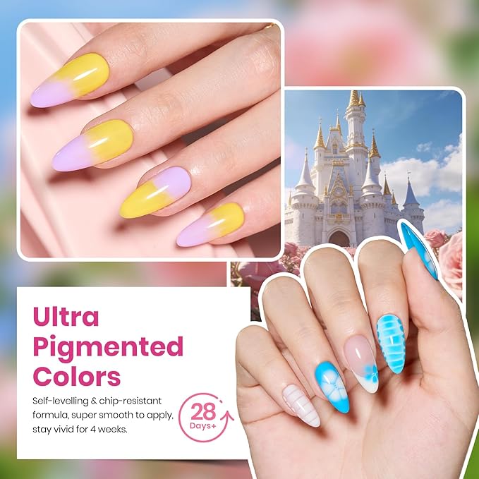 Beetles Spring Gel Polish Set - Blooming Dye Colleciton, 25 Pastel Colors with Blooming Gel Polish Set Yellow Pink Blue Purple with Base Top Coat Trendy Colors Uv LED Lamp Salon DIY at Home