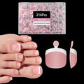 216pcs French Tip Press on Toenails Short Square，OPkssnails Pink Toe Nail Press On, Pre-Designed Soft Gel Toe Nail Tips, Soak off Acrylic Fake Toe Nail Extensions 12 Sizes