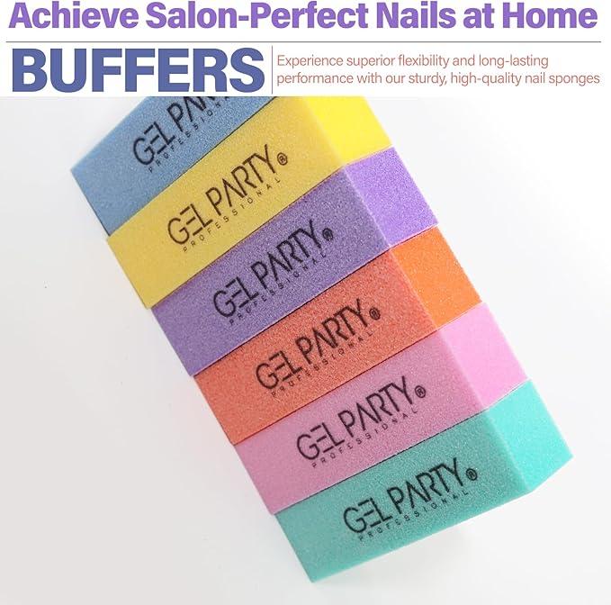 Professional Nail Files and Buffers Kit (12 Pcs) 100/180 Grit Double Sided Emery Boards for Acrylic Gel Nails+Colorful Sanding Buffer Blocks - Washable Manicure Tools for Salon & Home-Set C