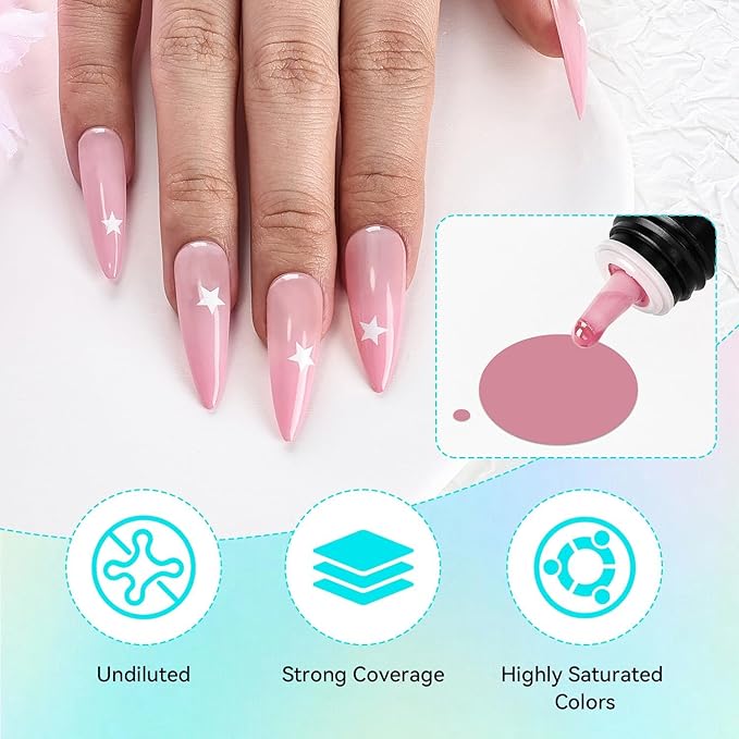JODSONE Airbrush Gel Nail Polish Set, 32 Colors No Dilution Gel Nail Polish Strong Coverage, Highly Saturated Colors Nail Art Design Salon Set