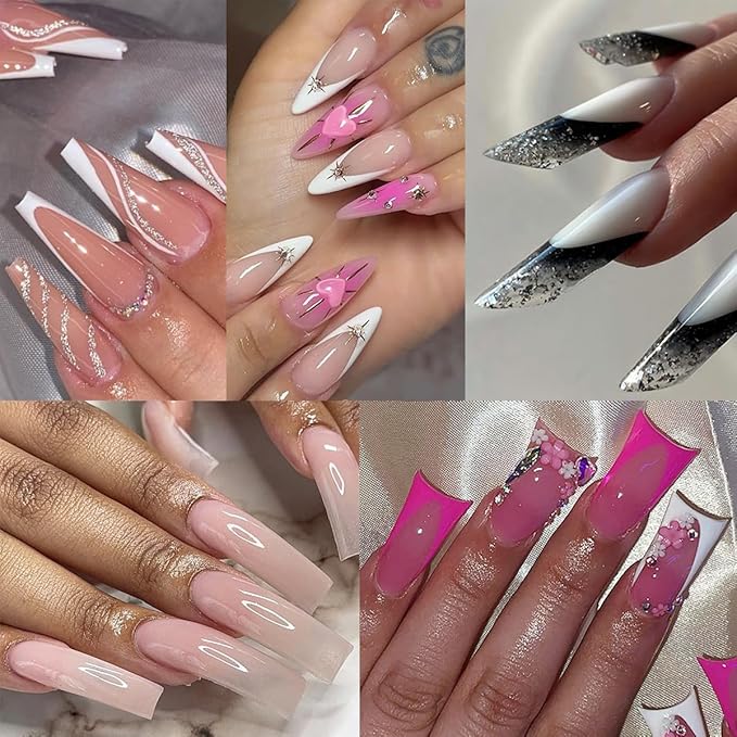 Dual Forms for Polygel, 348PCS Nail Molds for Builder Gel, 12 Sizes Stiletto Ballerina Coffin Dual Forms Poly Gel Tips, Extension Form with 10PCS Nail Clips Extension Tools Kit