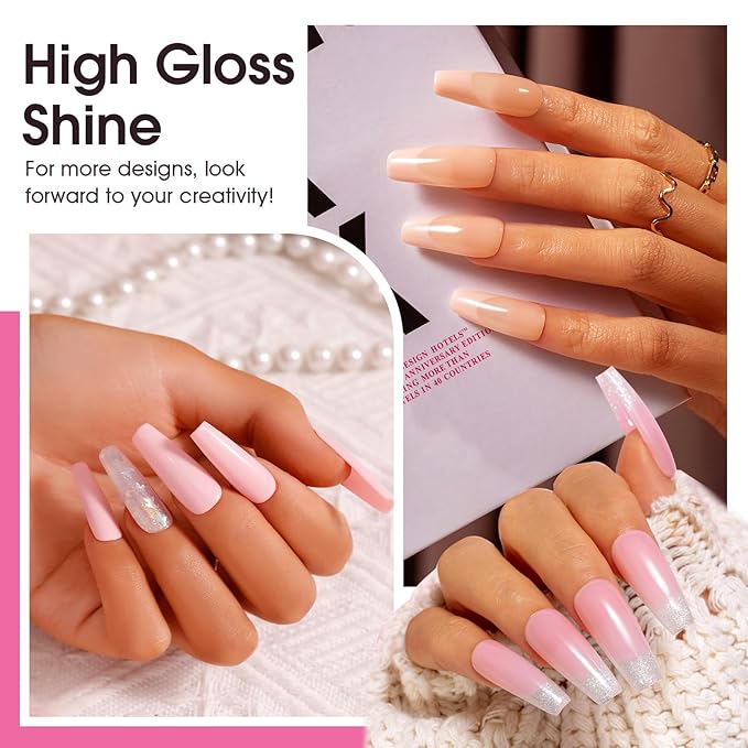 ROSALIND Poly Nail Gel Set, 8 Colors 10g Clear Pretty Poly Extension Gel Nail Set, Nude Pink Poly Nail Gel Set Builder Pink Gel Extension Kit for Nail Art Design Easy DIY Gift for Women