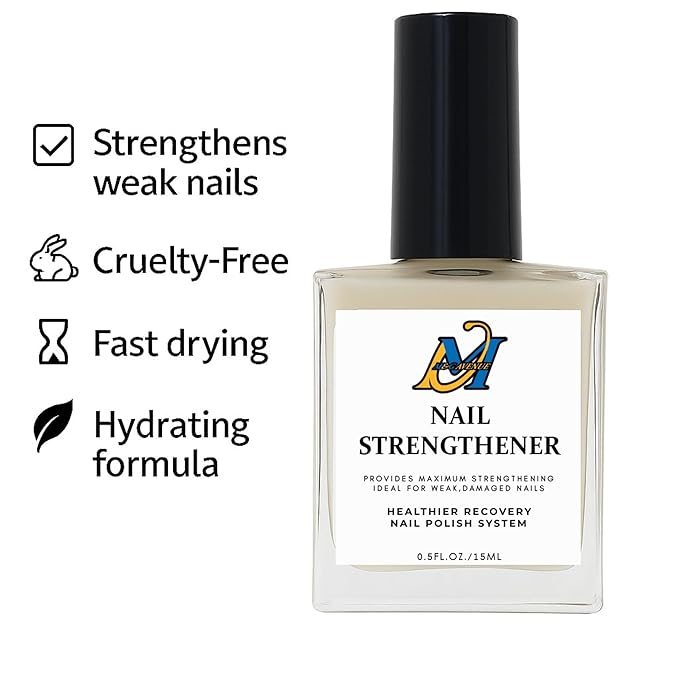M&G Avenue Nail Hardener Strengthening Steel Serum for Weak & Damaged Nails, Cruelty-Free Formula, Soft White
