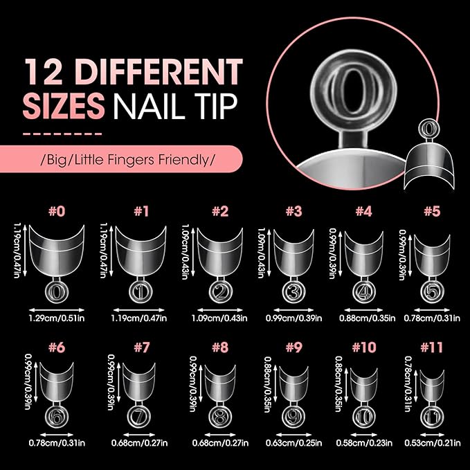 Buqikma 500PCS Short Nail Tips for Acrylic Nails - Clear False Short Artificial Tips for Manicure with Box（Pink Box with Tips）