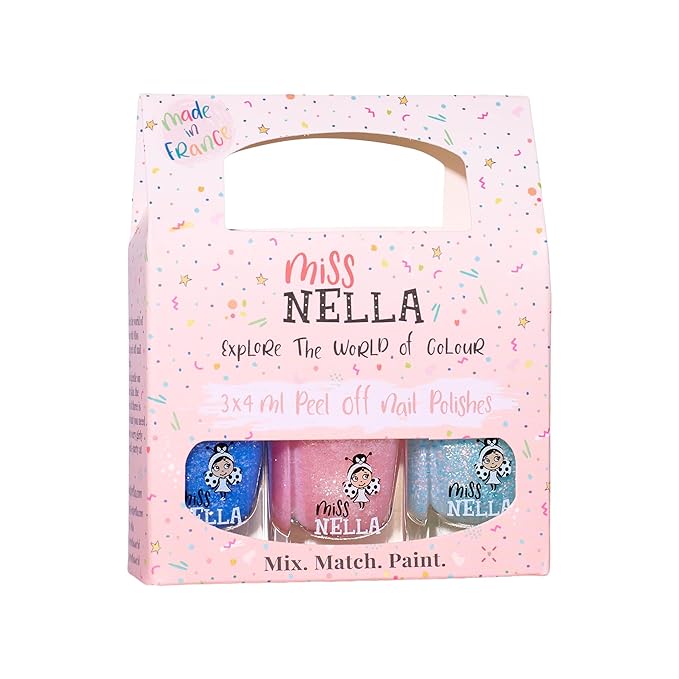 MISS NELLA-Peel Off, Odour Free, Water Base & Safe for kids nail polish pack of 3 (Frosty Fun)