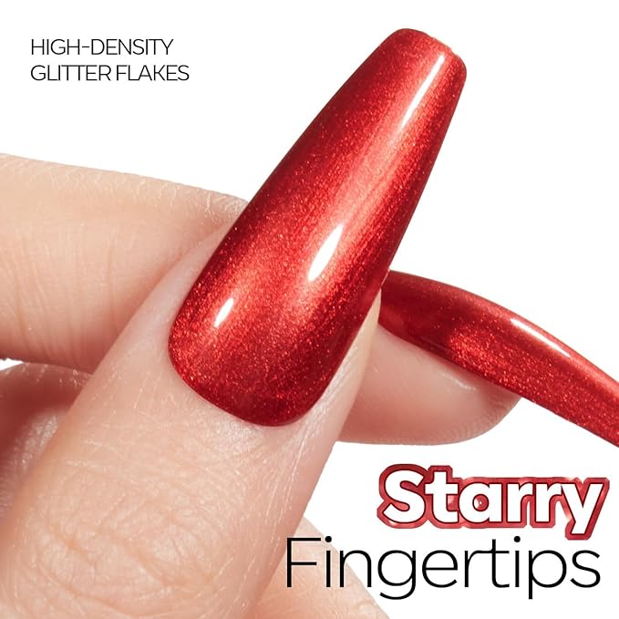 modelones Glitter Gel Nail Polish Pastel Red Gel Nail Polish Soak-Off UV Gel Polish - 28+ Days Long-Lasting Salon-Quality Nail Art DIY Manicure & Gift 15ML