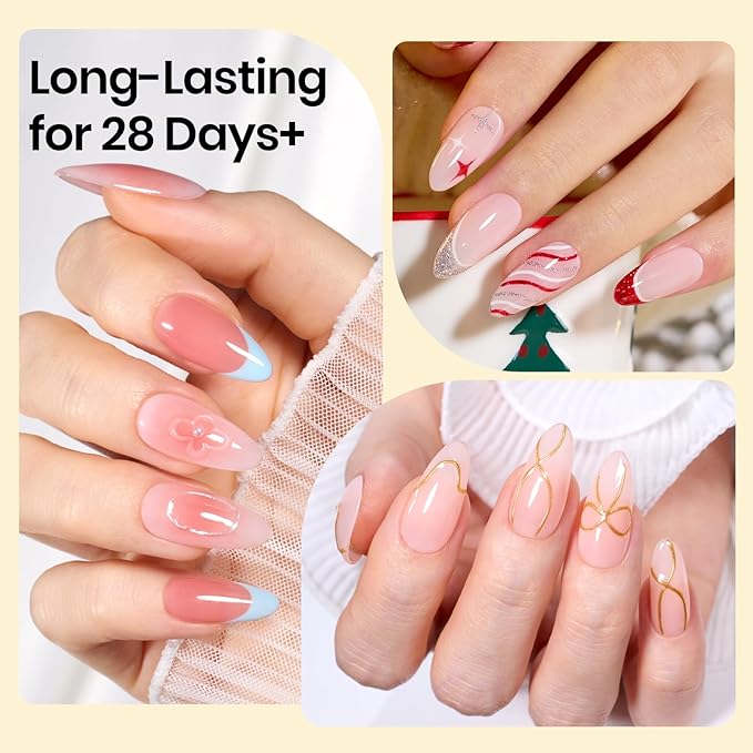 Beetles 2Pcs 15ml Gel Nail Glue, 9 In 1 UV Nail Glue for Acrylic Nail Tips, Super Strong Brush for Base Coat, Gift for Women, UV LED Light Required