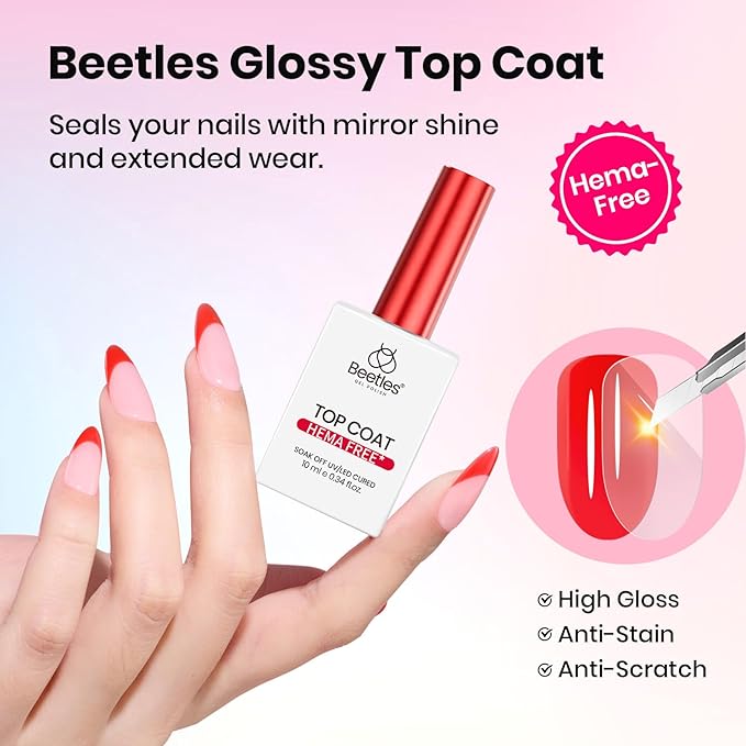 Beetles Protein Nail Prep Dehydrator & Primer with Matte and Glitter Gel Top Base Coat Set, Hema-Free Acid-Free Dehydrator Bond Primer for Acrylic, Gel Nail Polish Gifts