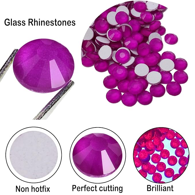 Flatback Glass Rhinestones,Bedazzler Gems 1440pcs Non Hotfix Crystal Rhinestones for Nail Charms Crafts Clothes Tumblers,Dk.Amethyst Neon,SS10