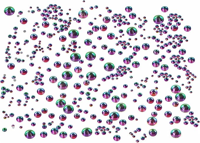 Bymitel 5000 Pieces 6 Mixed Sizes Glue Fix on Glass Rhinestones Round Crystal Gems Flatback for DIY Jewelry Making with one Picking Pen(6-Sizes 5000PCS, Green Volcanic)