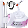 Clear Builder Gel for Nails: Sweet Trend 10 in 1 Hard Gel Scuplted Kit - 60g LED/UV Strengthen Nail Art for Base Rhinestone 3D Extension Sculpting Overlay Tips - Manicure Set with Forms & Brushes