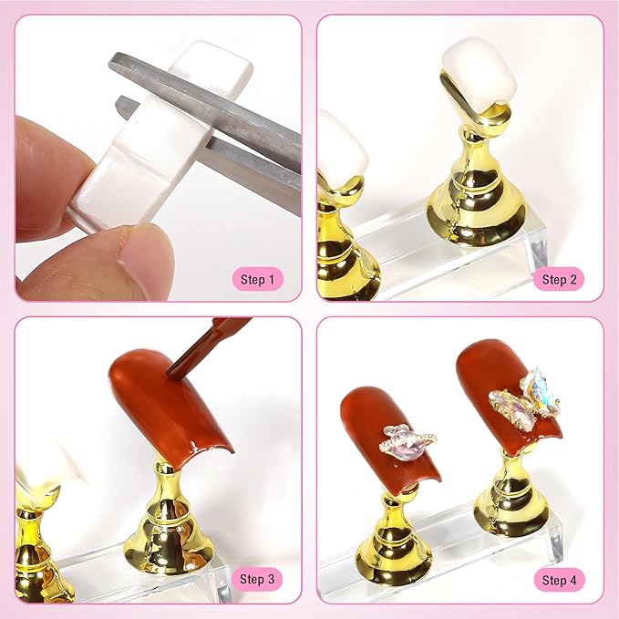 Nail Holder for Nail Art Practice, Nail Stands for False Nails Painting, 30 pcs of adhesive putty 1 Crystal Base 2 Sets Magnetic Acrylic
