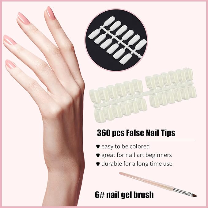 308 Nail Colors Chart with 360 Nail Tips Professional Nail Swatches Book Nail Gel Polish Display Card Book with Gel Nail Brush and Number Sticker for Nail Salons (Gold, one size)