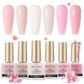 Nude Nail Polish Set: Quick Dry Pink Nail Lacquer Non Gel Regular Sheer Colors White Light Pink Natural Fingerpolish Fast Drying DIY Valentine's Day Gift for Women, 6 Colors 8lm/0.27fl.oz