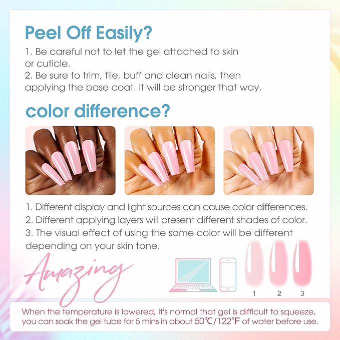 ROSALIND Colors Poly Nail Gel Kit, 14 ColorsPoly Nails Gel Starter Kits with Slip Solution 48W Nail Lamp Halloween All Seasons Classic Poly Extension Gels Nails Kit