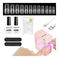 JODSONE Gel Nail Kit Square Nail Tips 480PCS Mini Rechargeable Nail Lamp Pre Shaped Clear Full Cover Fake Nails Tips with Nail Glue & Top Coat U V LED Curing Lamp DIY Manicure Gifts for Women