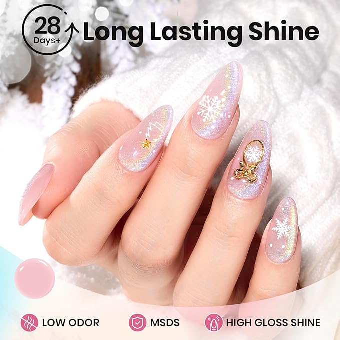 Beetles Silver Cat Eye Gel Nail Polish - 15ML Christmas Silver Glitter Rainbow Cat Eye Gel Polish with Magnet Soak Off UV Velvet Nail Polish Salon DIY Manicure Winter Gift for Women