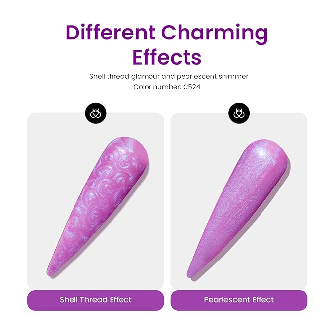 Beetles Purple Gel Nail Polish, 6 Colors Glitter Hot Pink Gel Nail Polish Kit Pink Black Shimmer Soak Off Uv Gel Polish Set Dreamy Swirl Thread Effect DIY Manicure Gift for Women