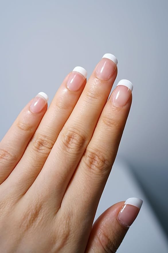 Semi Cured Gel Nail Strips, 20Pcs Long Lasting Salon Quality Wraps, Easy Apply & Remove Gel Nail Stickers with UV Light (Silk Tip White)