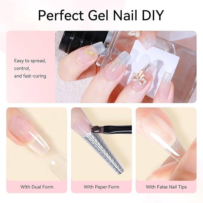 Makartt Poly Nail Gel Set - 6 Pastel Colors Buillder for Extension, Overlay Strengthener 3D Diy, Multifunctional, Long-lasting Enhancement Solution for Salon DIY at Home 15ML Pink Blue Green Purple
