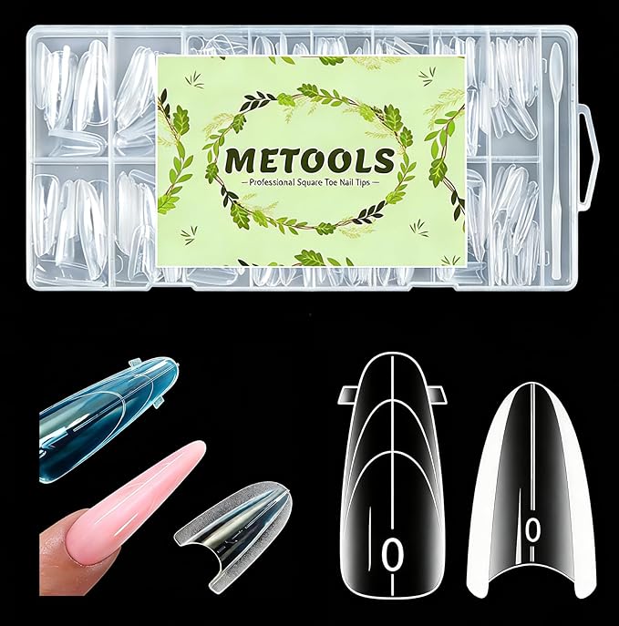 Sandwich Dual Nail Form 16 SIZE 256PCS,METOOLS 2026 DIY New Acrylic Polygel, quick building & Straight Built-in Apex Dual Forms Molds Reusable Polygel Tips for Nail Extension (ALMOND)