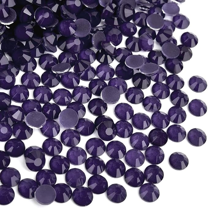 Blinginbox Flatback Rhinestones Round Gems, 1440pcs Luminous Series Glass Stones Neon Gems Non Hotfix Crystal Rhinestones for Nail Charms Crafts Clothes Tumblers,Gentian Violet Neon,SS6.
