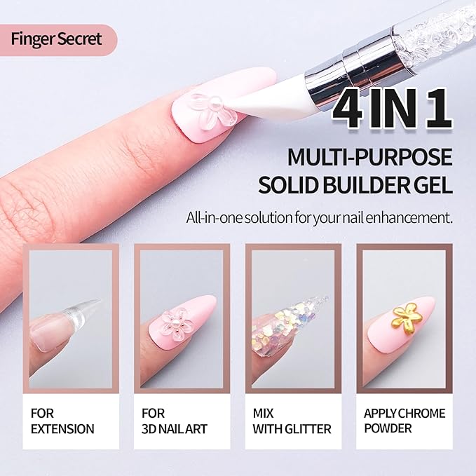 3D Gel Nail Art Kit-Nude Solid Builder Gel for Nails 3D Sculpting Carving Building Modeling Hard Extension for Beginner DIY Salon at Home Cured Needed
