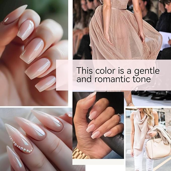 gelike ec Gel Nail Polish Pink Color Quick Dry for Mainicure Beginners Press On Nails 16ml Natural Nude - Easy Application for Home DIY Users Daily Wear with Smooth Brush