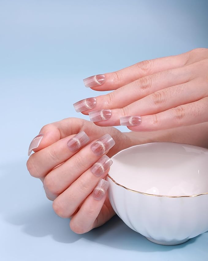 Semi Cured Gel Nail Strips - 20pcs Glaze Gel Stickers, Salon Quality DIY Wraps, Easy to Apply, UV Light Required
