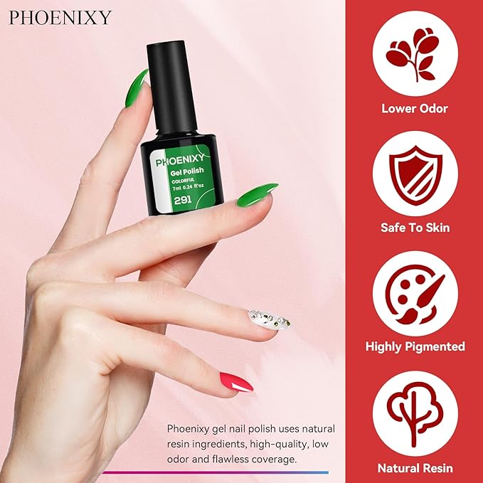 Phoenixy Gel Nail Polish 30 PCS Gel Nail Polish Set Dark Color Collection Manicure Set for Women Matte Silver Gold Glitter Top Coat Gifts for Women - PCB9042