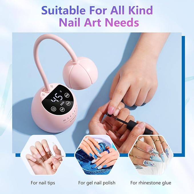 Makartt UV LED Nail Lamp - Gooseneck UV Light for Gel Nails Cherie Cordless USB 39mW/cm² Gel Lamp with 4 Times & Auto Sensor Professional Fast Flash Curing Polish Nail Art
