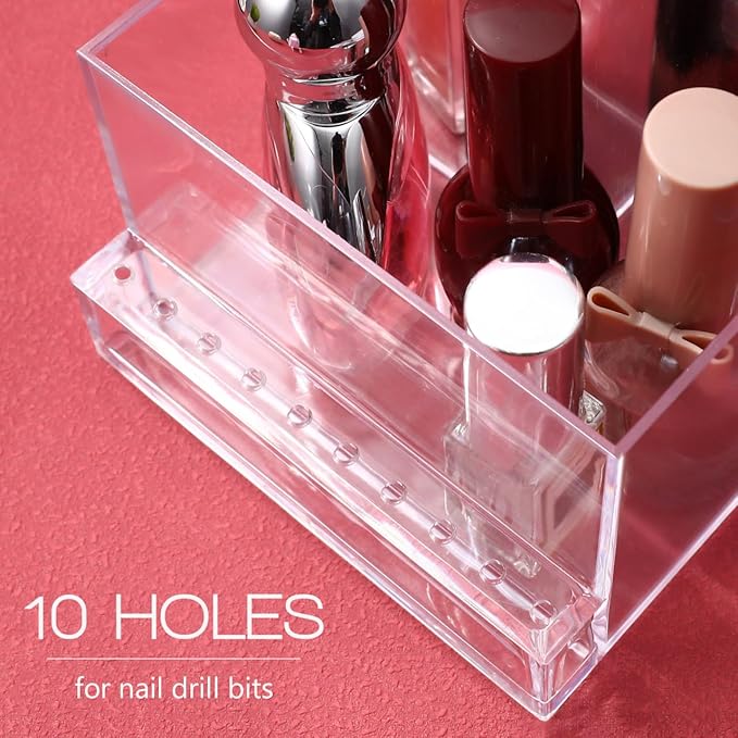 FRCOLOR Nail Drill Grinding Bit Holder Box Professional Nail Art Polishing Grinding Drill Bit Holder Display Storage Box Case Organizer for Nails