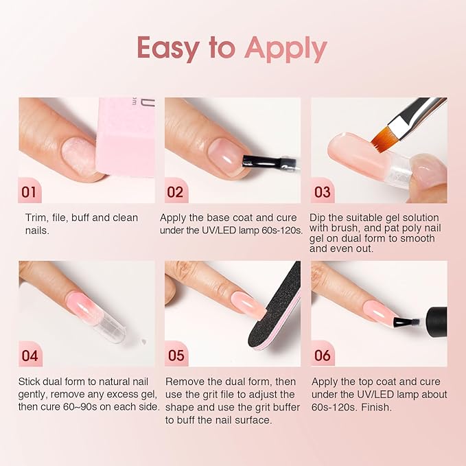 ROSALIND 12PCS Pink Brown Christmas Poly Nail Gel Kit with Mini Nail Lamp White Glitter Pink Poly Extension Gel Set 0.34oz/10ml with Slip Solution Basic Tools for Beginners with Everything