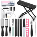 Gisafai 27 Pcs Pedicure Kit Professional Pedicure Tools Pedicure Foot Rest Foot Scrubber Dead Skin Remover Non Slip Pedicure Stand Foot Care Kit for Home Salon Care Men Women Foot Callus Remover