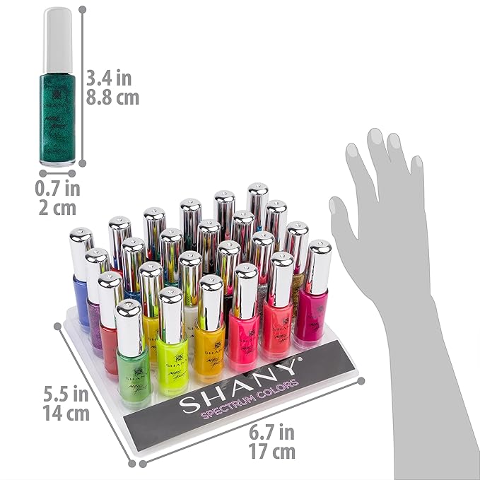 SHANY Nail Art Set Nail Polish - Glitter, Metallic, Pearls, Neon and Matte Nail Polish Nail Art Drawing Decoration Set With Built-in Thin Nail Art Brush - 24 Spectrum Colors