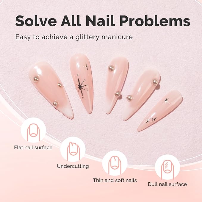 MelodySusie Builder Nail Base Gel Nude Builder Gel for Nails Thickening, Soak Off UV Gel,Extension Gel Rhinestone Nail Glue Gel in a Bottle for Nail Art Design Gift for Women-019