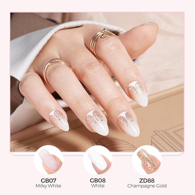 TOMICCA Milky White Gel Nail Polish, Nude Gel Polish Translucent Jelly Gel Polish Natural Color Soak Off UV White Gel Nail Polish for French Manicure