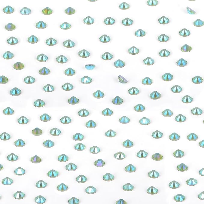 NCB 288pcs Hotfix Rhinestones Bulk, Crystal Hot Fix Rhinestones for Crafts Clothes DIY Decoration (Peridot AB, SS30 6.3mm)