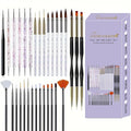 31 Pcs Nail Art Tool Set, Nail Art Brushes Kit with Liner, Dotting, Fan & Flat Nail Brush Drawing Pen for Acrylic, Gel Polish, DIY Manicure at Home & Salon Design Supply-Black