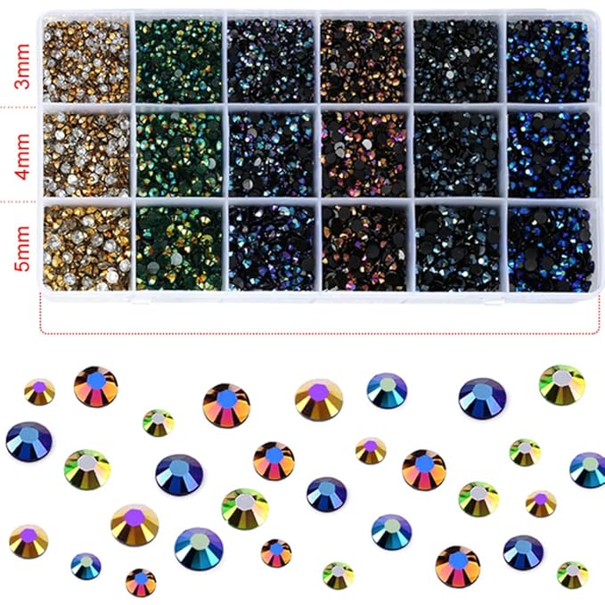 22380pcs Resin Rhinestones Set 3/4/6mm Flatback Stones Glitter Crystal Bulk for Garment Nail Art Decorations Resin Flatback Rhinestones Kit for Nail Crafts Tumbler Round Shape(MM)