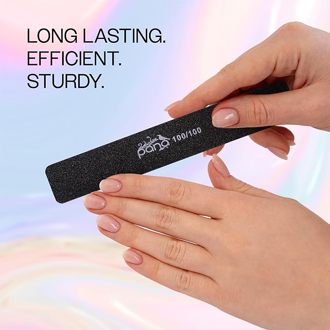 10PCS Jumbo Size PANA Professional Double Sided Nail Files - Black, 100/100 Grit - Emery Board Nail Buffering File Manicure Pedicure Nail Polisher Washable