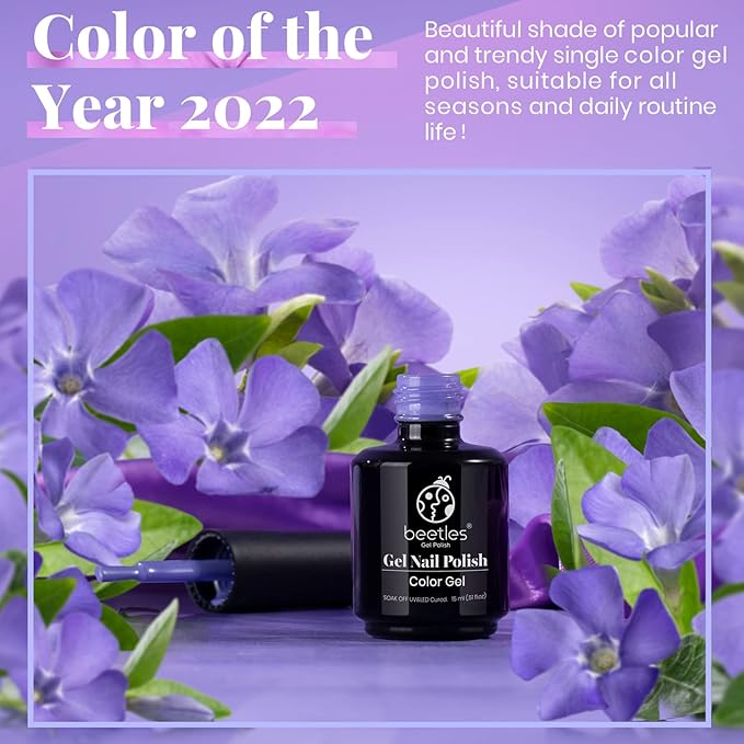 Beetles Purple Gel Polish - 1pc 15ml Periwinkle Pale Soft Purple Gel Spring Colors Soak Off Uv Lamp Nail Art Manicure Salon Design DIY Home Gift for Women Girls