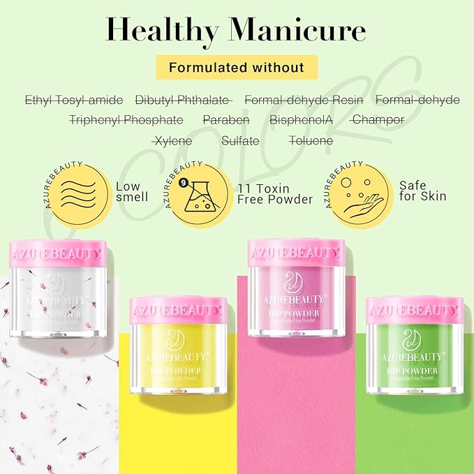 AZUREBEAUTY Dip Powder Nail Kit Bright Yellow with Base Top Coat Activator Dried Flowers for French Nails Art Manicure DIY Salon